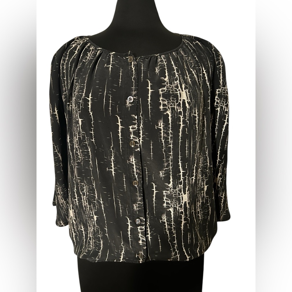 3/$20 💜 PODOLLS Silk Birch Bark Cracked Blouse M Corpgoth Boho Witchy Top - Picture 2 of 5